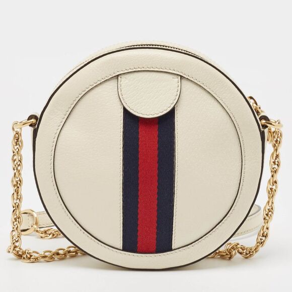 Gucci Off White Leather Mini Ophidia Round Shoulder Bag - Picture 4 of 4